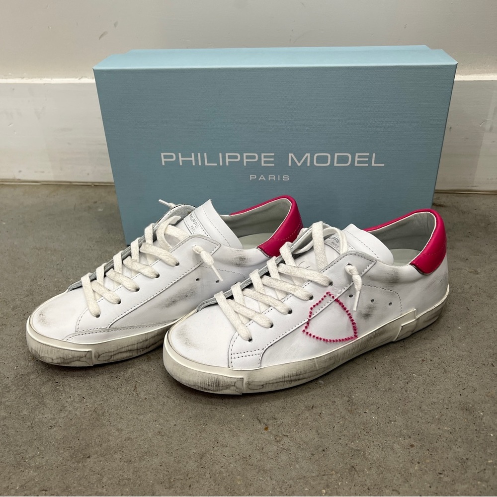 Philippe Model PRSX Low Pop Blanc Fucsia - Picture 1 of 4